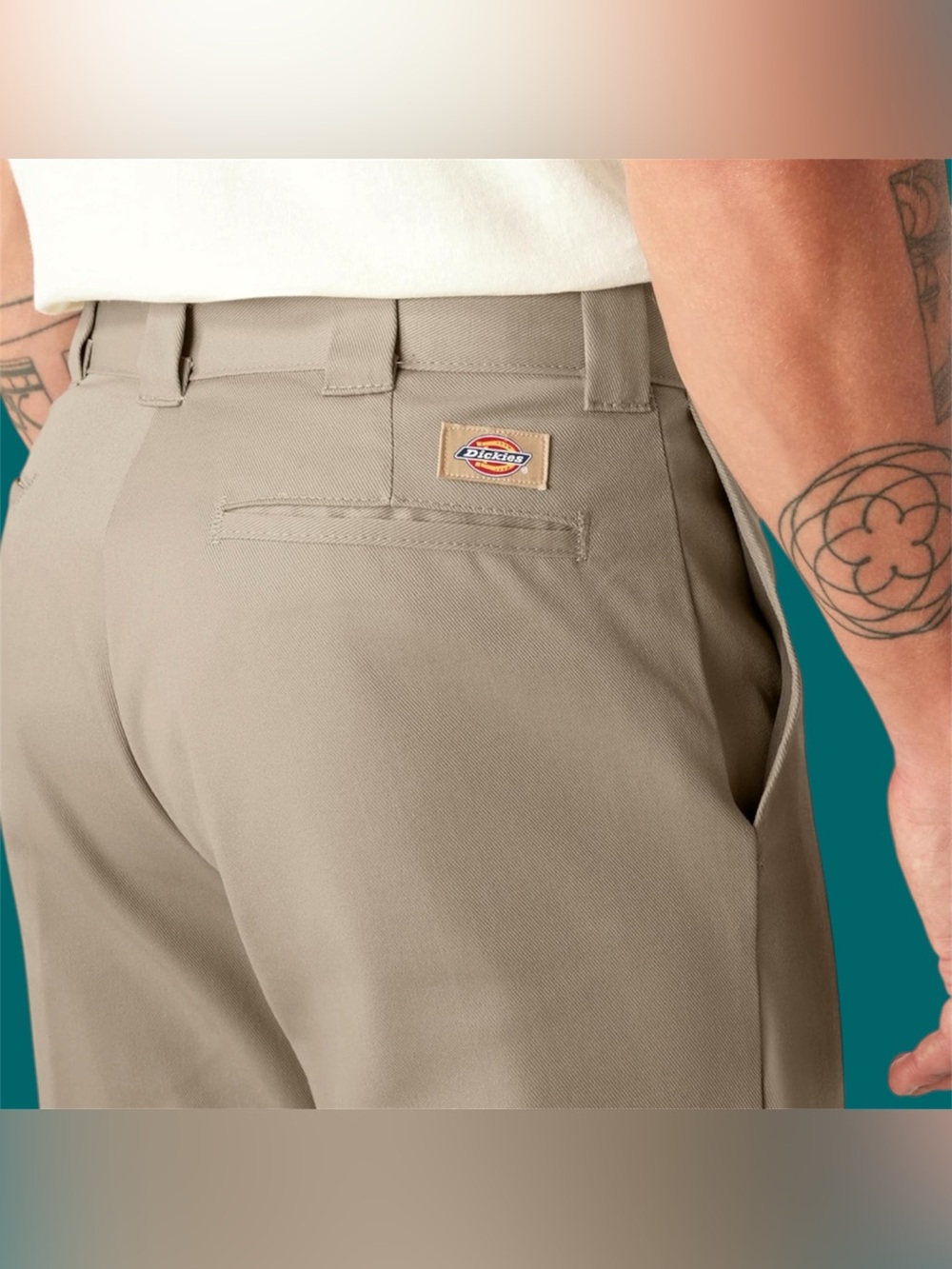 Classic Dickies Work Pants 874 Flex Original Fit Tan/Khaki Canvas Chinos 38/30